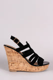 Qupid Nubuck Strappy Slingback Platform Wedge