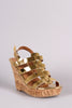 Qupid Mirror Metallic Strappy Slingback Platform Wedge