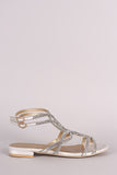 Rhinestone Caged Open Toe Ankle Strap Sandal