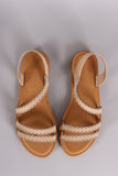 Bamboo Nubuck Strappy Scalloped Open Toe Flat Sandal