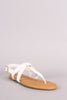 Bamboo Medallion T-Strap Slingback Thong Flat Sandal