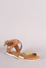 Bamboo Colorblock Crisscross Ankle Strap Lug Sole Flat Sandal