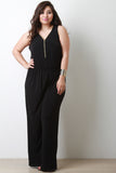 Contrast Zip Up Sleeveless Wide-Leg Jumpsuit