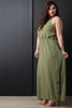 High Neck Cinched Waist Maxi Dress