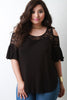 Cold Shoulder Lace Yoke Top