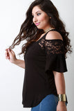 Cold Shoulder Lace Yoke Top