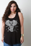 Elephant Graphic Print Sleeveless Racerback Top