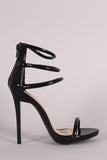 Qupid Metallic Triple Ankle Strap Stiletto Heel