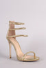 Qupid Metallic Triple Ankle Strap Stiletto Heel