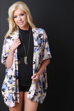 Floral Print Short Sleeve Kimono