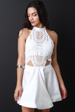 Mock Neck Crochet Top Skater Dress