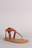 Bamboo Lug Sole Crisscross Ankle Strap Thong Flat Sandal