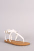 Bamboo Lug Sole Crisscross Ankle Strap Thong Flat Sandal