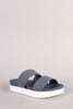 Bamboo Denim Double Band Lug Sole Slide Sandal