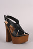 Bamboo Woven Chunky Faux Wooden Platform Heel