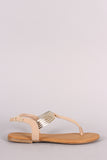 Bamboo T Strap Cuff Flat Sandal