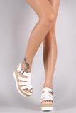 Bamboo Strappy Lug Sole Fisherman Espadrille Platform Wedge