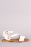 Bamboo Buckled Strappy Open Toe Flat Sandal