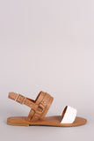 Bamboo Double Band Hardness Slingback Flat Sandal