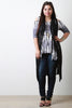 Woven Contrast Stripes Sleeveless Cardigan