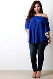 Off-The-Shoulder Tassel Bell Sleeve Blouse Top