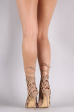 Caged Laser Cut Lace Up Heel