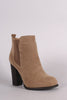 Suede Elastic Gore Chunky Heeled Ankle Boots