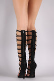 Qupid Suede Strappy Lace-Up Gladiator Heel