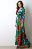 Floral Print Surplice Long Sleeve Maxi Dress