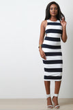 Striped Sleeveless Racerback Midi Dress