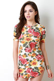 French Terry Floral Shirt Dress