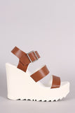 Wild Diva Lounge Triple Band Lug Sole Platform Wedge