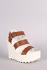 Wild Diva Lounge Triple Band Lug Sole Platform Wedge