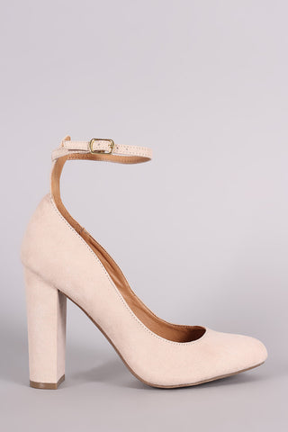 Wild Diva Lounge Suede Almond Toe Ankle Strap Pump