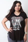 Elephant Graphic Print Short Sleeve High-Low Tee