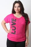 Rhinestone Accent Love Graphic Print Short Sleeve Tee