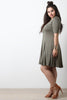 Solid Jersey Knit Elbow Sleeve Shift Dress