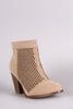 Perforated Suede Chunky Heeled Booties