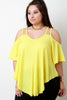 Texture Woven Cold Shoulder Ruffle Top