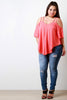 Texture Woven Cold Shoulder Ruffle Top