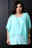 Chiffon Poncho Overlay Teardrop Necklace Top