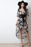 Floral Print Chiffon Open Back Wrap Dress