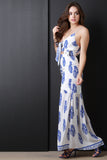 Tie Front Midriff Cut Out Ruffle Maxi Dress