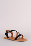 Bamboo Nubuck Asymmetrical Strappy Flat Sandal