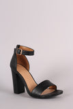 Bamboo Open Toe Ankle Strap Chunky Heel