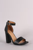 Bamboo Open Toe Ankle Strap Chunky Heel