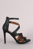 Anne Michelle Strappy Slanted Peep Toe Stiletto Heel