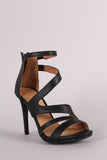 Anne Michelle Strappy Slanted Peep Toe Stiletto Heel