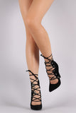 Shoe Republic LA Suede Pointy Toe Lace-Up Pump