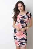 Floral Print Short Sleeve Bodycon Mini Dress